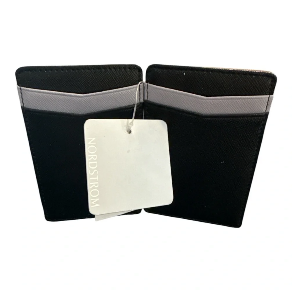 NWT Nordstrom  Black Leather cardholder wallet
